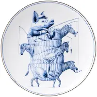 Huismerk Heinen Delfts Blauw Wandbord Hoekstra Zebra - Ø 21 cm