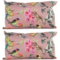 Anna's Collection buitenkussen bloem - 2x - roze - 30 x 50 cm - tuinstoelkussens
