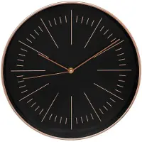Atmosphera Wandklok/muur klok - Office - Dia 30 cm - kunststof - zwart/koper - keuken/kamer/kantoor - Wandklokken