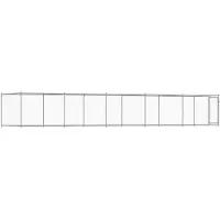 vidaXL Hondenhok met deur 10x2x1,5 m gegalvaniseerd staal grijs