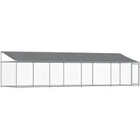 vidaXL Hondenhok met dak en deur 8x2x2 m gegalvaniseerd staal grijs