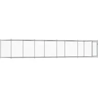 vidaXL Hondenhok met deur 8x2x1,5 m gegalvaniseerd staal grijs