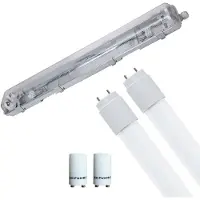 Velvalux LED Waterdichte TL Armatuur met T8 Buizen - Velvalux Strela - 60cm - Dubbel - Koppelbaar - Waterdicht IP65 - 16W -