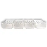 Merkloos Set van 4 Stapelbare Groentemanden - Opbergmand voor Groente en Fruit - Kunststof - Wit - L46xB37.5xH20cm - Aanrecht Organiser - Huishouden