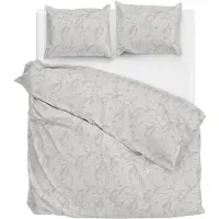 Zo! Home Dekbedovertrek Fiori-di-Satinado Ash-Grey Satijn-240 x 200 / 220 cm | Lits-Jumeaux