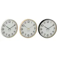 J-Line wandklok Rond - kunststof - beige/wit/zwart - Ø 40 cm - large - 3 stuks