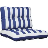 vidaXL Palletkussens 2 st stof gestreept wit en blauw