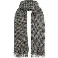 Knit Factory Astre Sjaal Dames - Katoenen sjaal - Langwerpige sjaal - Donkergrijs/witte zomersjaal - Dames sjaal - Blok motief - Antraciet/Ecru - 200x90 cm - XXL Sjaal - 50% katoen/50% acryl