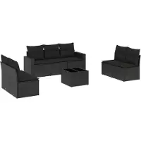 vidaXL 8-delige Loungeset met kussens poly rattan zwart