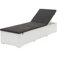 vidaXL Ligbed met zwart kussen poly rattan wit