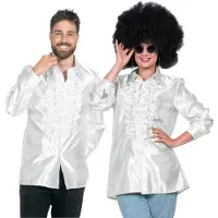 Coppens Ruche blouse satijn Wit - Satijn - Retro kleding | Maat 52 |