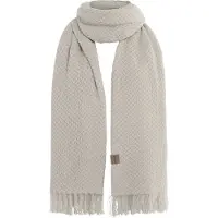 Knit Factory Astre Sjaal Dames - Katoenen sjaal - Langwerpige sjaal - Wit/grijze zomersjaal - Dames sjaal - Blok motief - Bright Grey/Off White - 200x90 cm - XXL Sjaal - 50% katoen/50% acryl