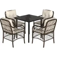 vidaXL 5-delige Tuinset met kussens poly rattan bruin