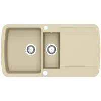 vidaXL Gootsteen dubbele bakken graniet beige