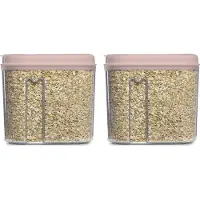 PlasticForte Voedselcontainer strooibus - 2x - lichtroze - 1000 ml - kunststof - voorraadpotten