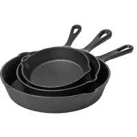 Blackwell Koekenpannenset - Skillet Ø 16, 20 en 25 cm - Gietijzer - Zonder Anti-Aanbaklaa