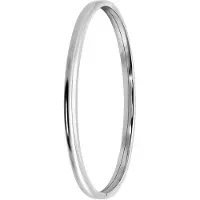 Lucardi Dames Zilveren bangle 4mm - Armband - 925 Zilver - Zilverkleurig - 65 mm