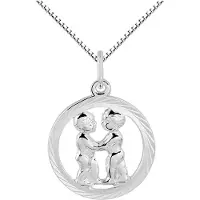 Montebello Ketting Tweeling - Dames - Zilver Gerhodineerd - Sterrenbeeld - 12 x 25 mm - 45 cm
