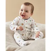 Noukie'S - Pyjama - Jongen - Velour - Dieren all over - 0 maand 50