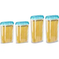 PlasticForte Voedselcontainers set - 4 stuks - blauw - 2350ml en 1500ml - kunststof - voorraadpot