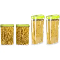 PlasticForte Voedselcontainers set - 4 stuks - groen - 2350ml en 1500ml - kunststof - voorraadpot