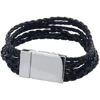 Behave - Armband met meerdere gevlochten bandjes - Zwart pu leer