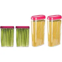 PlasticForte Voedselcontainers set - 4 stuks - roze - 2350ml en 1500ml - kunststof - voorraadpot