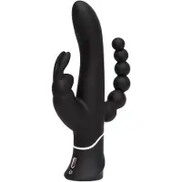 Happy Rabbit Triple - vibrator voor clitoris en anus - oplaadbaar - zwart