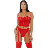 Forplay - Pure intimiteit mesh bustier set - rood