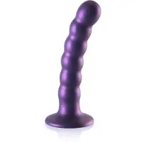 Ouch! Geribbelde G-spot dildo met zuignap 13 cm - Metalic Paars