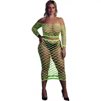 Ouch! Glow in the Dark Crop top met lange mouwen en lange rok - Groen