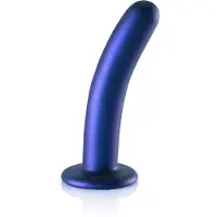 Ouch! Gladde G-spot dildo met zuignap 14.5 cm - Metallic Blue
