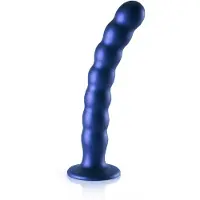 Ouch! Geribbelde G-spot dildo met zuignap 20.5 cm - Metalic Blue