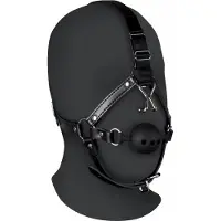Shots - Ouch! Hoofdharnas met ademende ball gag en neus haken - Zwart