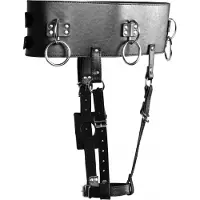 Shots OUCH! BDSM Riem met vibratorhouder - Zwart