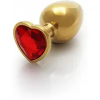 Ouch! Aluminium Buttplug Large - Goud met Siersteen