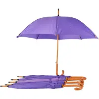 Discountershop Paraplu 6 stuks - Set van 6 Paarse Paraplu's - Automatisch Uitklapbaar - Windproof - Waterdicht - Ø 98 cm Paraplu met Houten Handvat