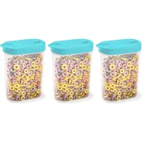 PlasticForte Voedselcontainer strooibus - 3x - blauw - inhoud 1 liter - kunststof - 15 x 7 x 19 cm