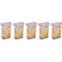 PlasticForte Voedselcontainer strooibus - 5x - lichtroze - inhoud 1 liter - kunststof - 15x7x19 cm