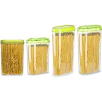 PlasticForte Voedselcontainers set - 4 stuks - groen - 2350ml en 1500ml - kunststof - voorraadpot