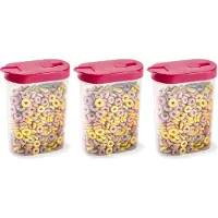 PlasticForte Voedselcontainer strooibus - 3x - roze - inhoud 1 liter - kunststof - 15 x 7 x 19 cm