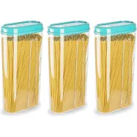 PlasticForte Voedselcontainer strooibus - 3x - blauw - 2350 ml - kunststof - voorraadpotten