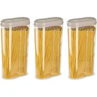 PlasticForte Voedselcontainer strooibus - 3x - beige - 2350 ml - kunststof - voorraadpotten
