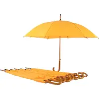 Discountershop Paraplu 8 stuks - Set van 8 Gele Windproof Paraplu's (98 cm Diameter) - Perfect voor Winderig Weer| Unisex Paraplu Met Houten Handvat