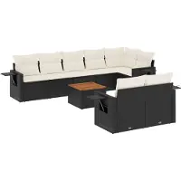 vidaXL 9-delige Loungeset met kussens poly rattan zwart
