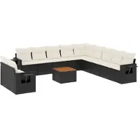 vidaXL 12-delige Loungeset met kussens poly rattan zwart