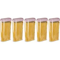 PlasticForte Voedselcontainer strooibus - 5x - lichtroze - 2350 ml - kunststof - voorraadpotten