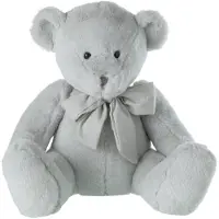 J-Line Bear plush with bow tie polyester grey large