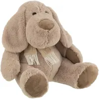 J-Line Dog+scarf sitting textile beige extra large
