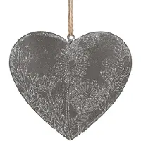 Clayre & Eef Decoratie Hanger Hart 10 cm Grijs IJzer Grijs